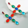 Fashion Cross Alloy Inlay Resin Rhinestones Drop Earrings