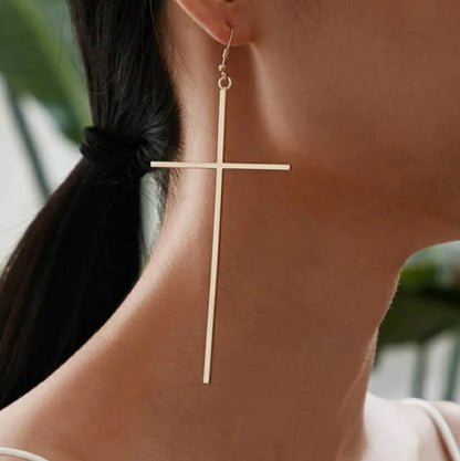 Fashion Cross Alloy Plating Women'S Drop Earrings 1 Pair