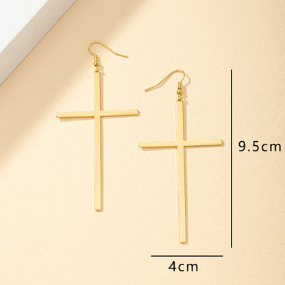 Fashion Cross Alloy Plating Women'S Drop Earrings 1 Pair