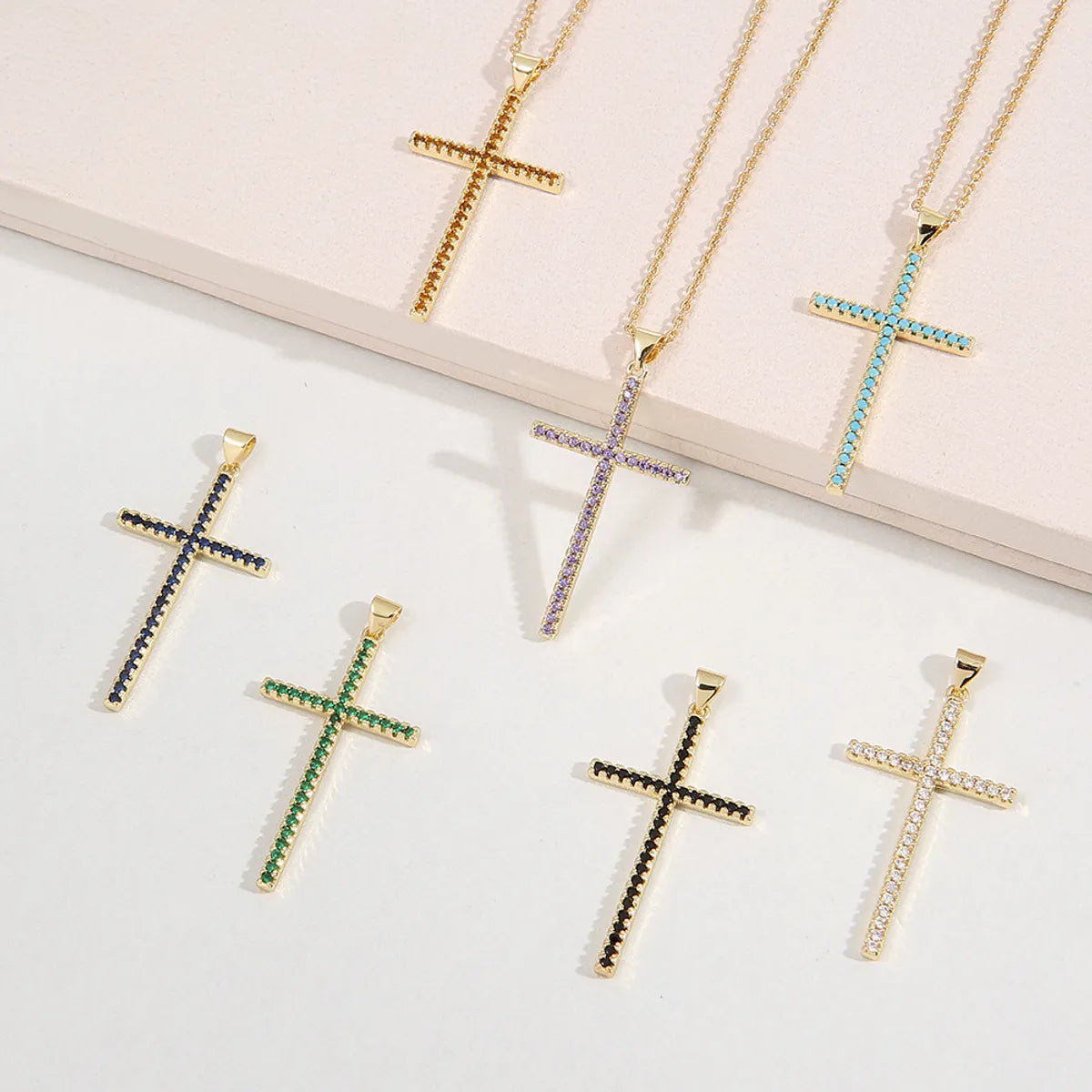 Fashion Cross Copper Pendant Necklace In Bulk