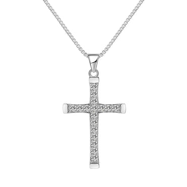 Fashion Cross Copper Rhinestones Pendant Necklace