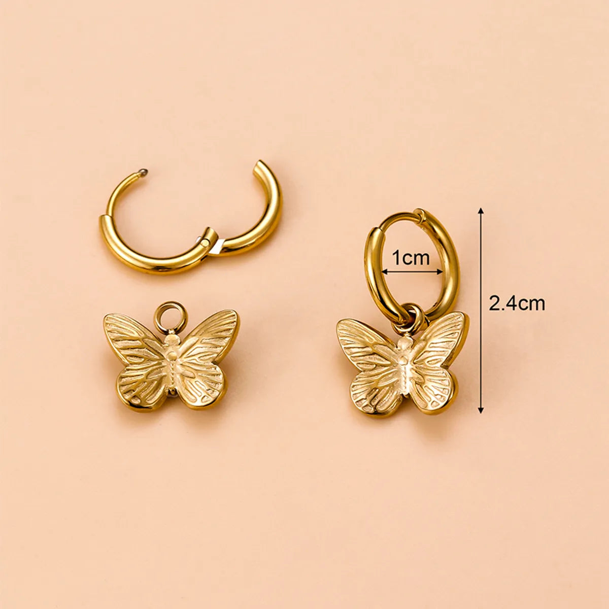 Fashion Cross Devil's Eye Heart Shape Stainless Steel Butterfly Gold Plated Artificial Pearls Rhinestones Dangling Earrings 1 Pair