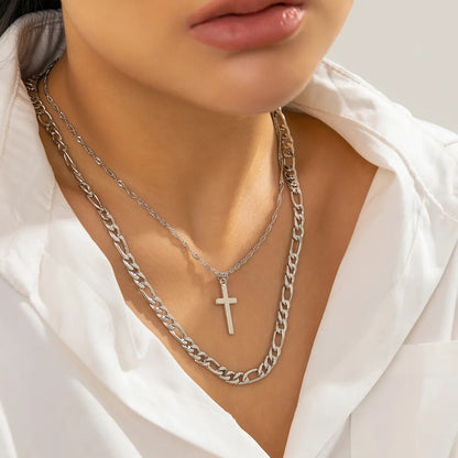 Fashion Cross Devil's Eye Imitation Pearl Alloy Enamel Acrylic Women's Necklace