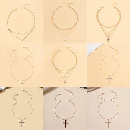 Fashion Cross Eye Butterfly Alloy Plating Women's Necklace