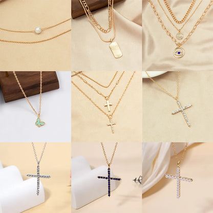 Fashion Cross Eye Butterfly Alloy Plating Women's Necklace