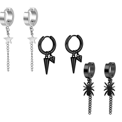 Fashion Cross Feather Skull Stainless Steel Plating Drop Earrings 1 Set