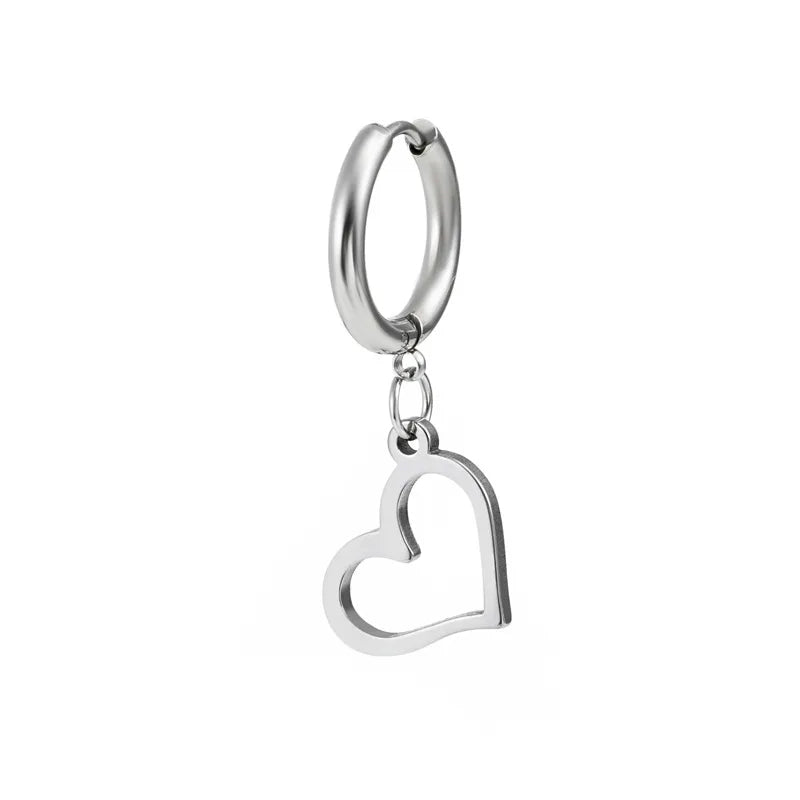 Fashion Cross Heart Shape Stainless Steel Polishing Drop Earrings 1 Piece