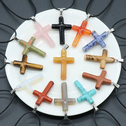 Fashion Cross Natural Stone Polishing Jewelry Accessories 1 Piece