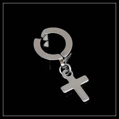 Fashion Cross Pendant Titanium Steel Ear Clips