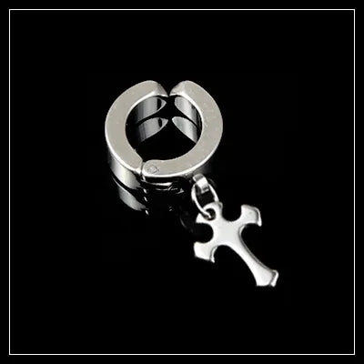 Fashion Cross Pendant Titanium Steel Ear Clips