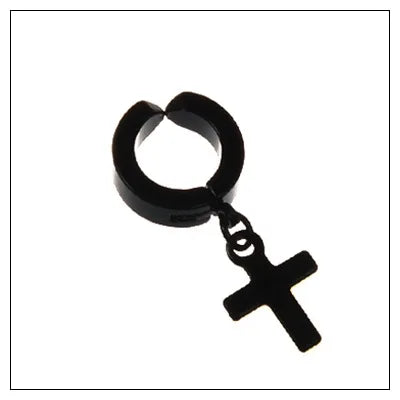 Fashion Cross Pendant Titanium Steel Ear Clips