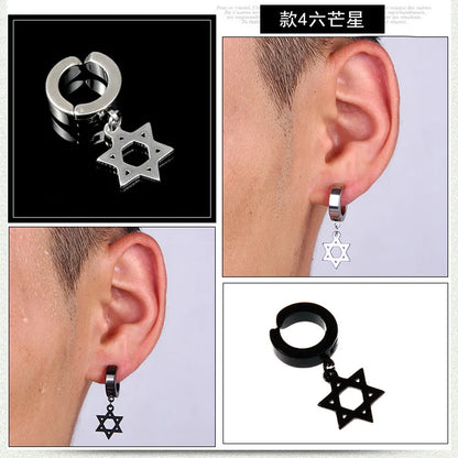 Fashion Cross Pendant Titanium Steel Ear Clips