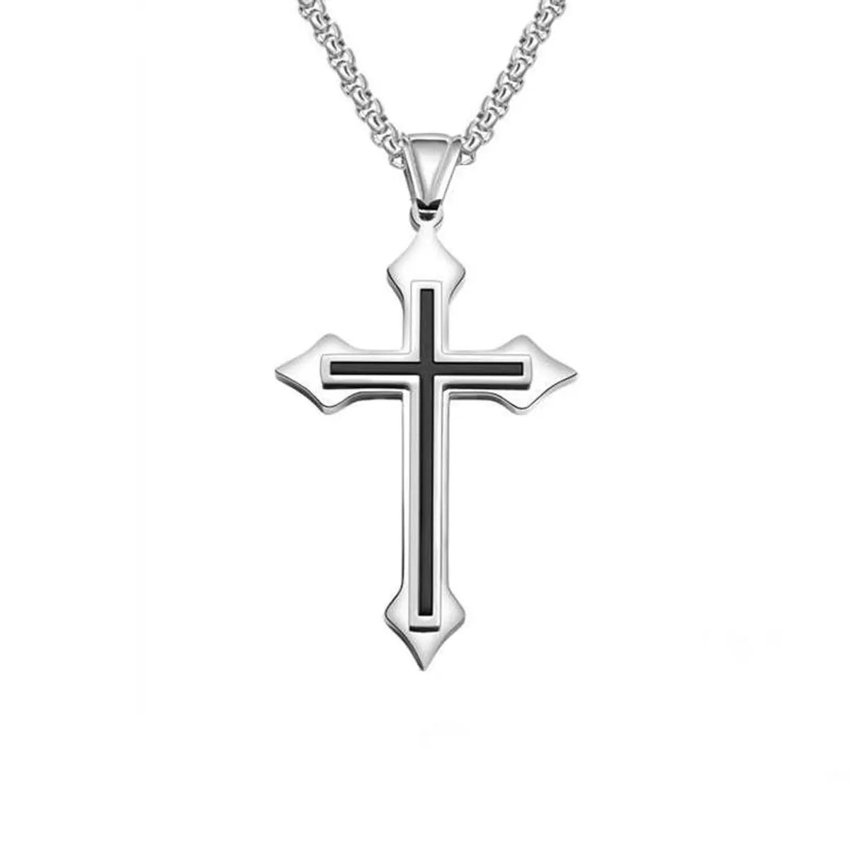 Fashion Cross Stainless Steel Alloy Stoving Varnish Unisex Pendant Necklace 1 Piece