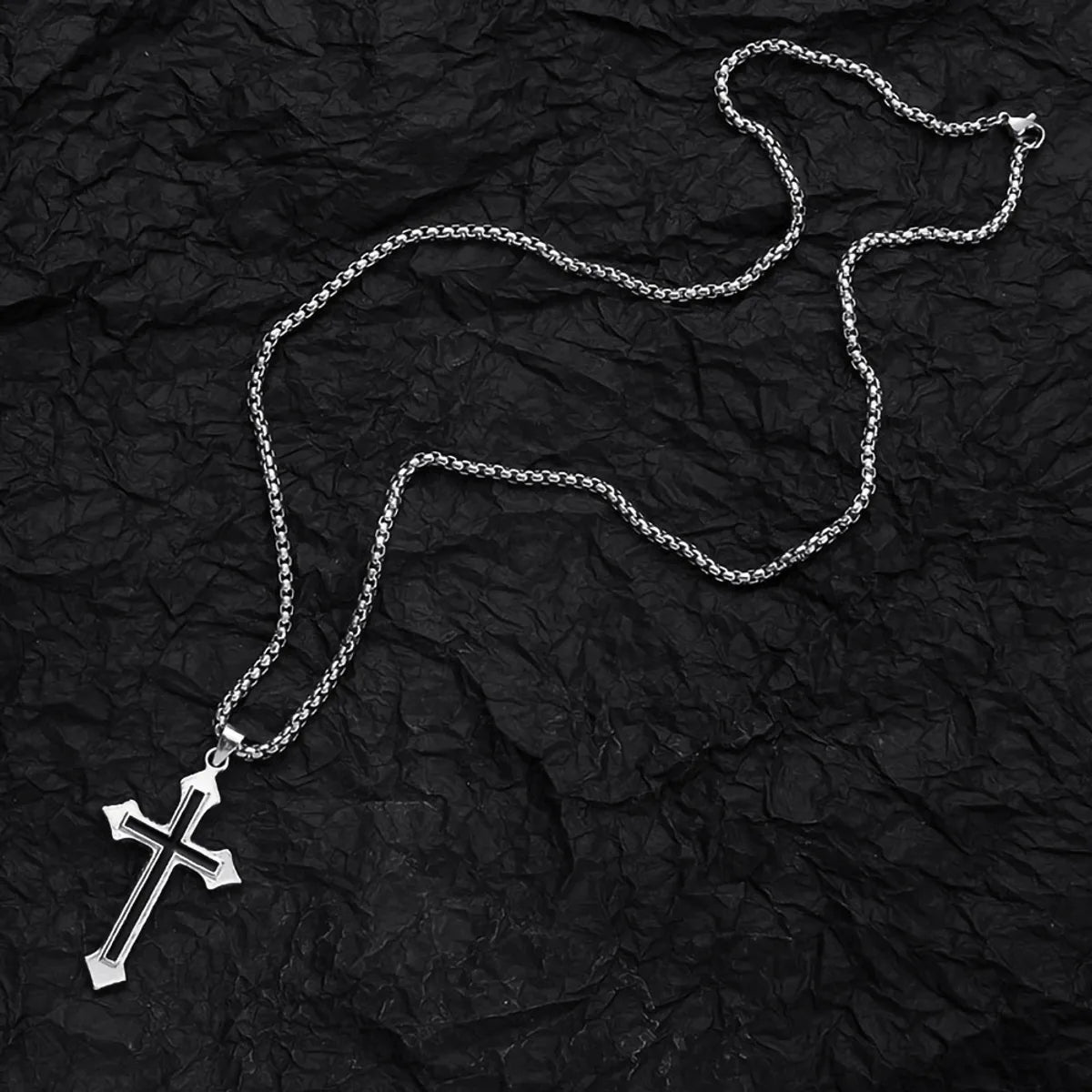 Fashion Cross Stainless Steel Alloy Stoving Varnish Unisex Pendant Necklace 1 Piece