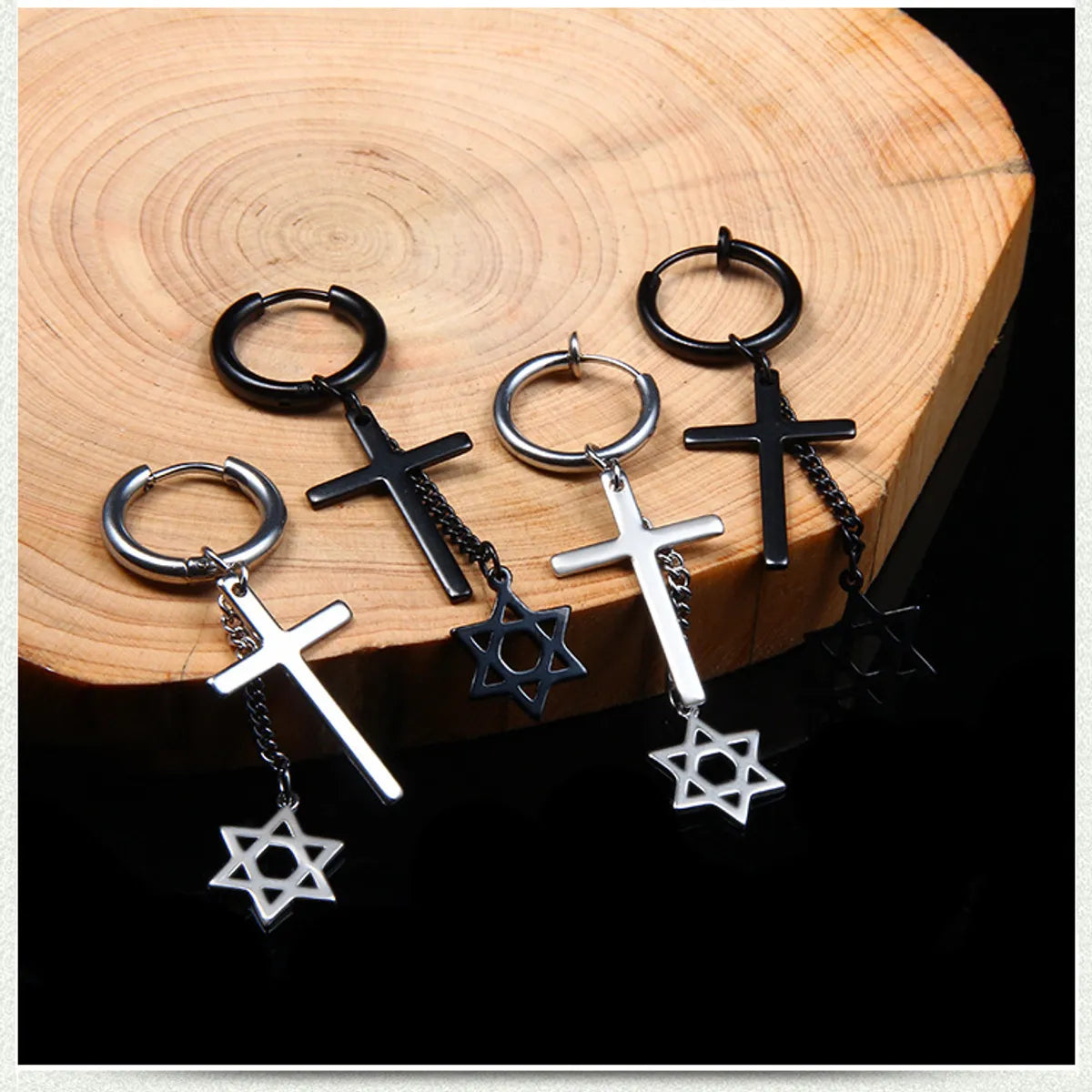 Fashion Cross Stainless Steel Earrings Plating Stainless Steel Earrings 1 Piece