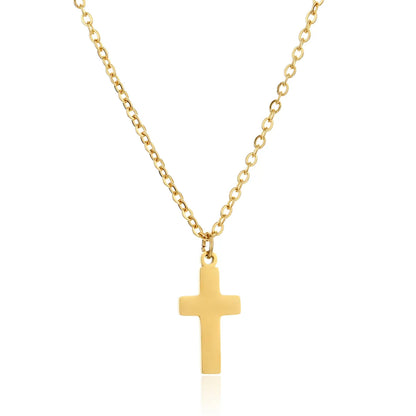 Fashion Cross Stainless Steel Gold Plated Pendant Necklace