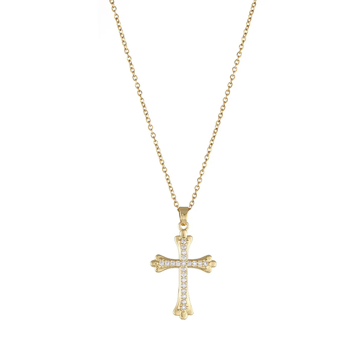 Fashion Cross Stainless Steel Inlaid Zircon Necklace