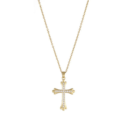 Fashion Cross Stainless Steel Inlaid Zircon Necklace