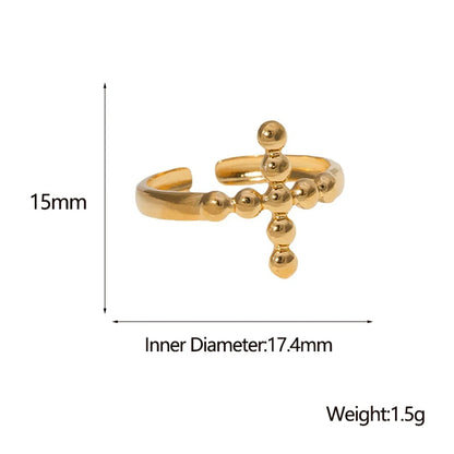 Fashion Cross Stainless Steel Open Ring 1 Piece