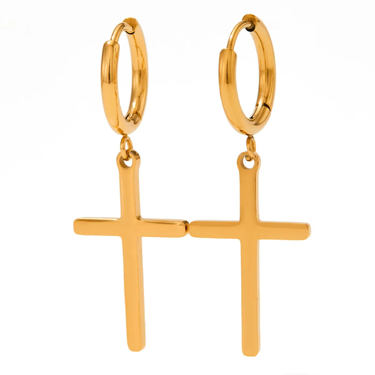 Fashion Cross Stainless Steel Plating Drop Earrings 1 Pair