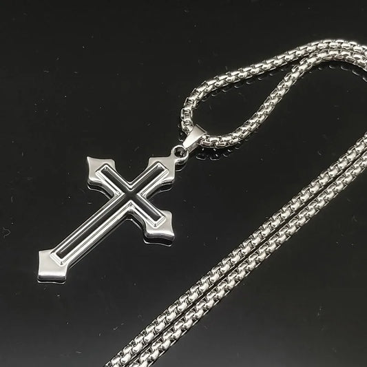 Fashion Cross Stainless Steel Plating Unisex Pendant Necklace