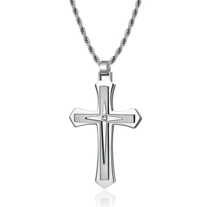 Fashion Cross Stainless Steel Plating Zircon Pendant Necklace 1 Piece