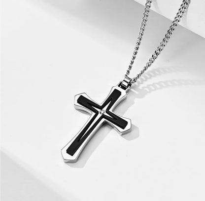 Fashion Cross Stainless Steel Plating Zircon Pendant Necklace 1 Piece