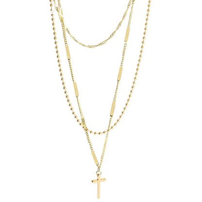 Fashion Cross Titanium Steel Metal Chain Necklace 1 Piece