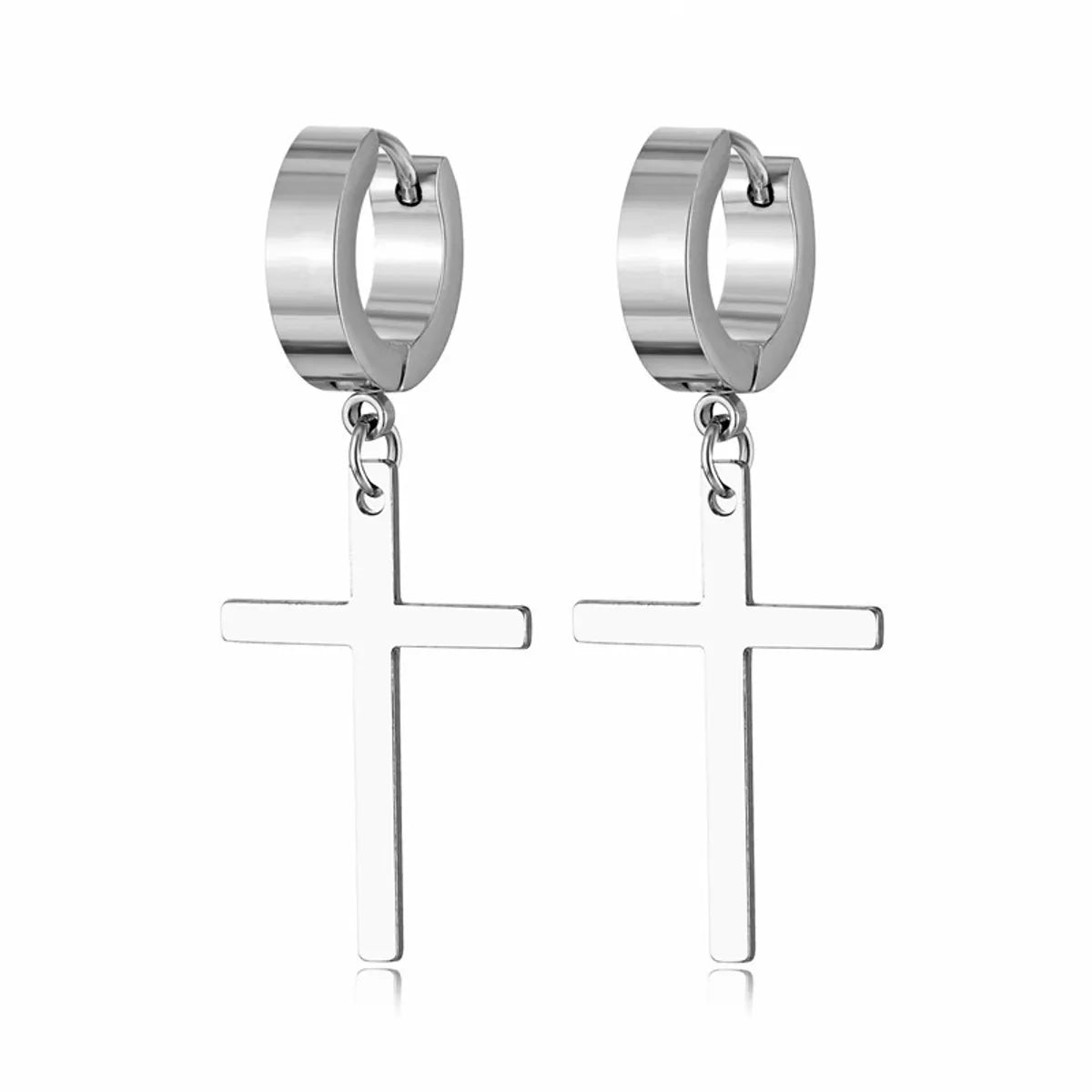 Fashion Cross Titanium Steel Plating Dangling Earrings 1 Piece