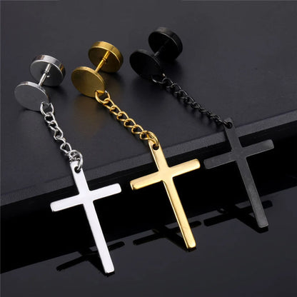 Fashion Cross Titanium Steel Plating Drop Earrings 1 Piece