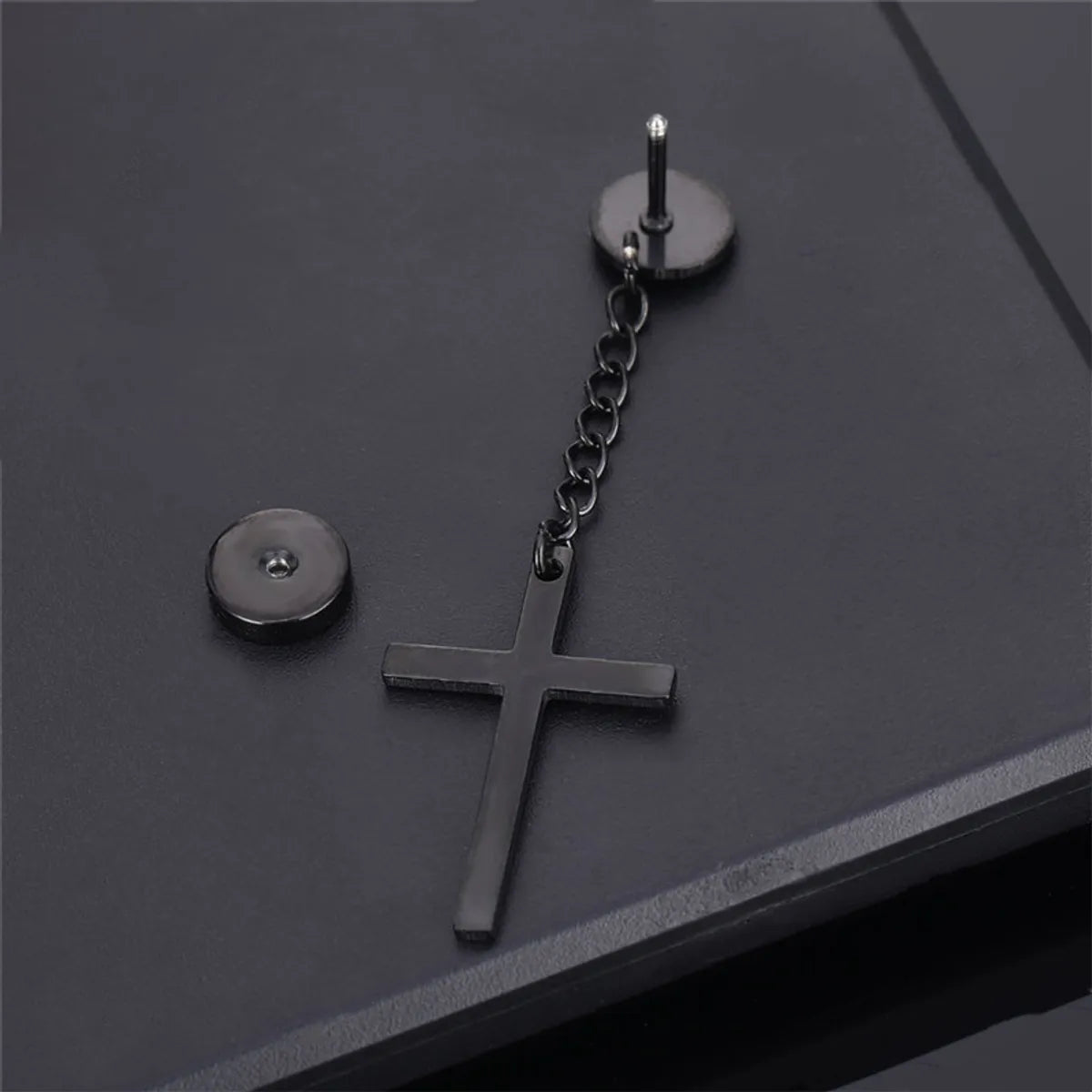 Fashion Cross Titanium Steel Plating Drop Earrings 1 Piece