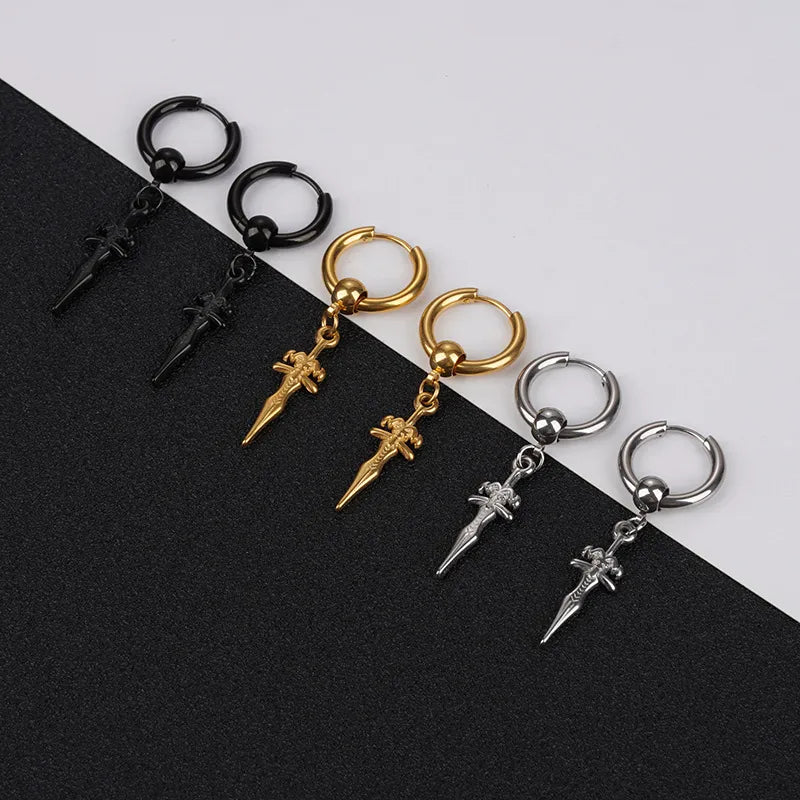 1 Piece Fashion Cross Titanium Steel Plating Drop Earrings