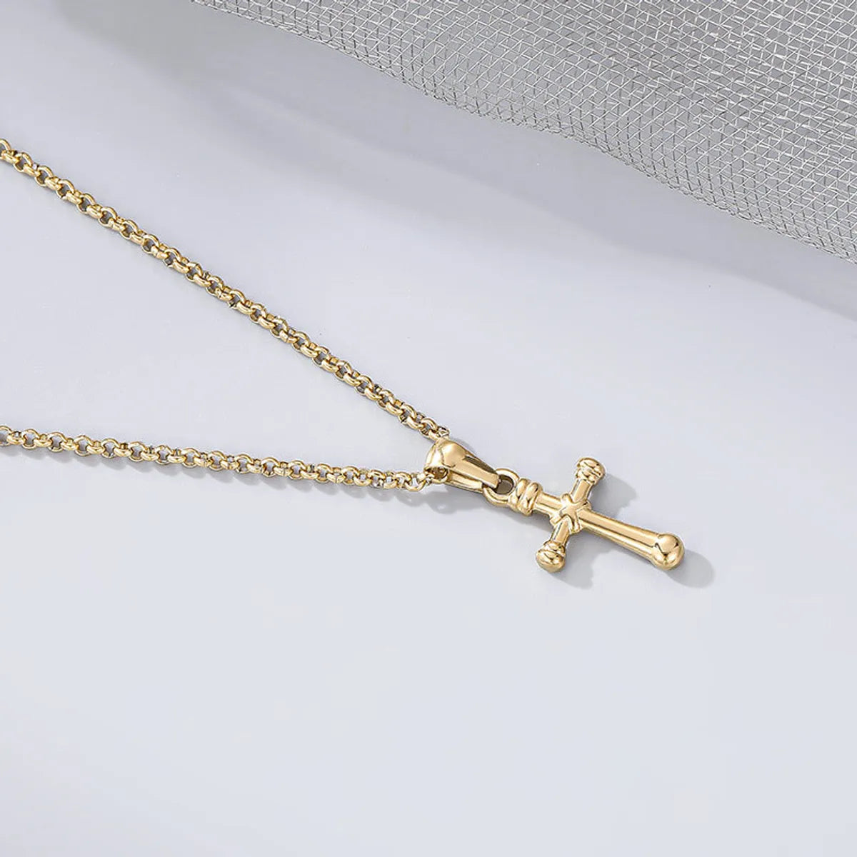 Fashion Cross Titanium Steel Plating Pendant Necklace