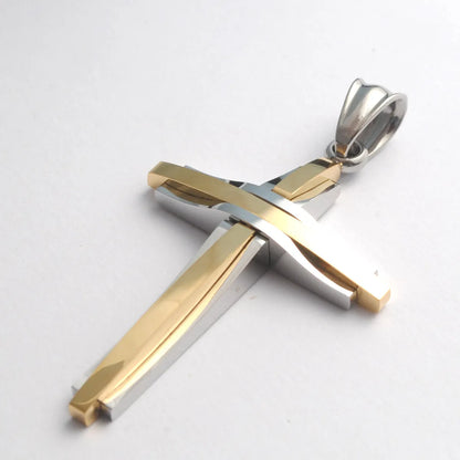 Fashion Cross Titanium Steel Polishing Pendant Necklace 1 Piece