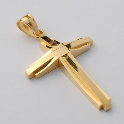 Fashion Cross Titanium Steel Polishing Pendant Necklace 1 Piece