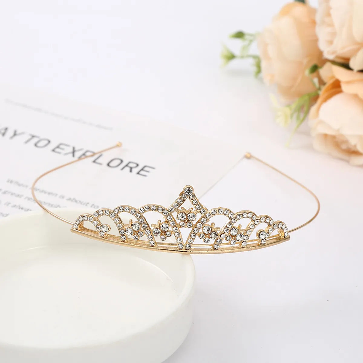 Fashion Crown Alloy Plating Inlay Rhinestones Crown 1 Piece