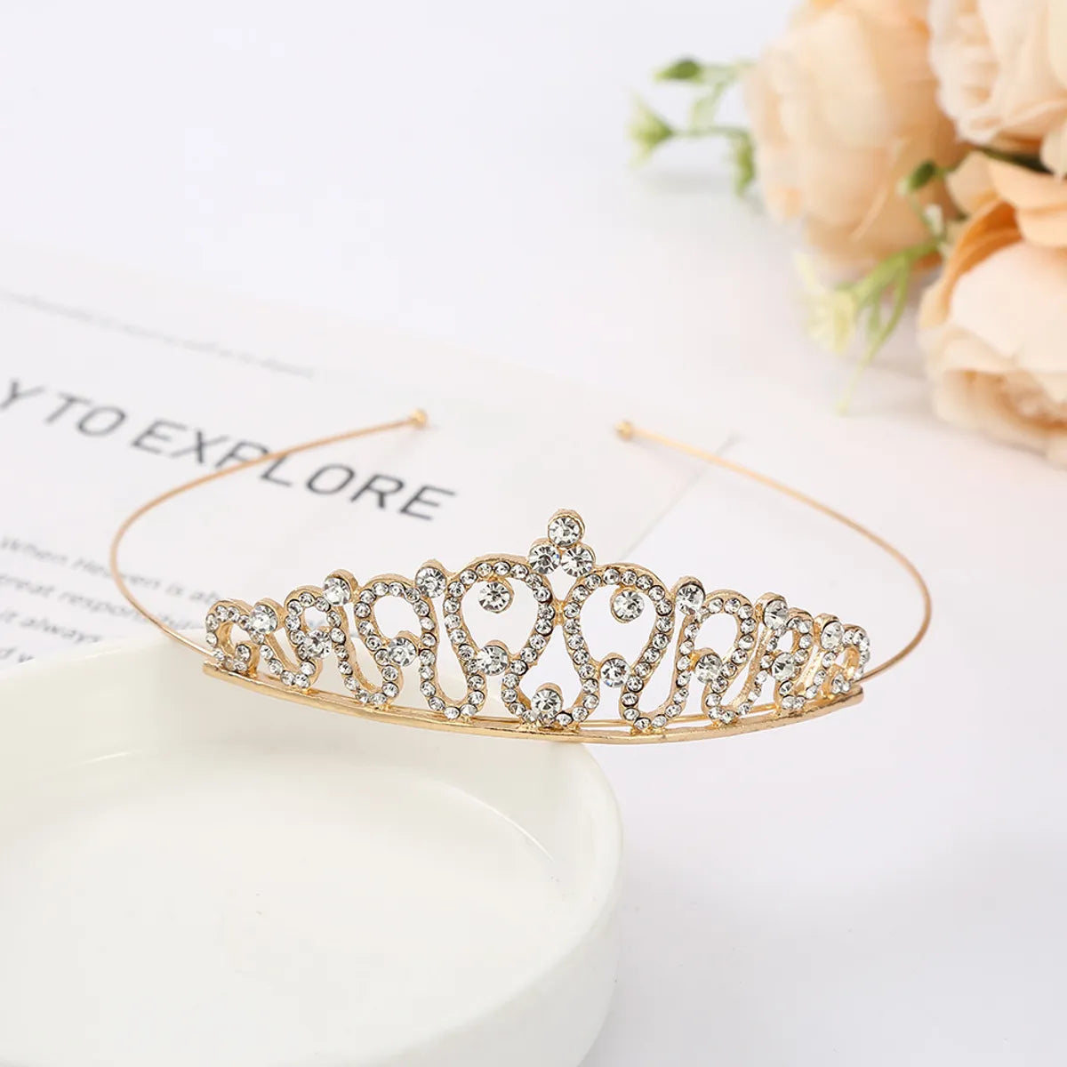 Fashion Crown Alloy Plating Inlay Rhinestones Crown 1 Piece