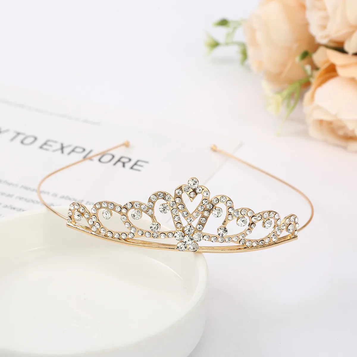 Fashion Crown Alloy Plating Inlay Rhinestones Crown 1 Piece