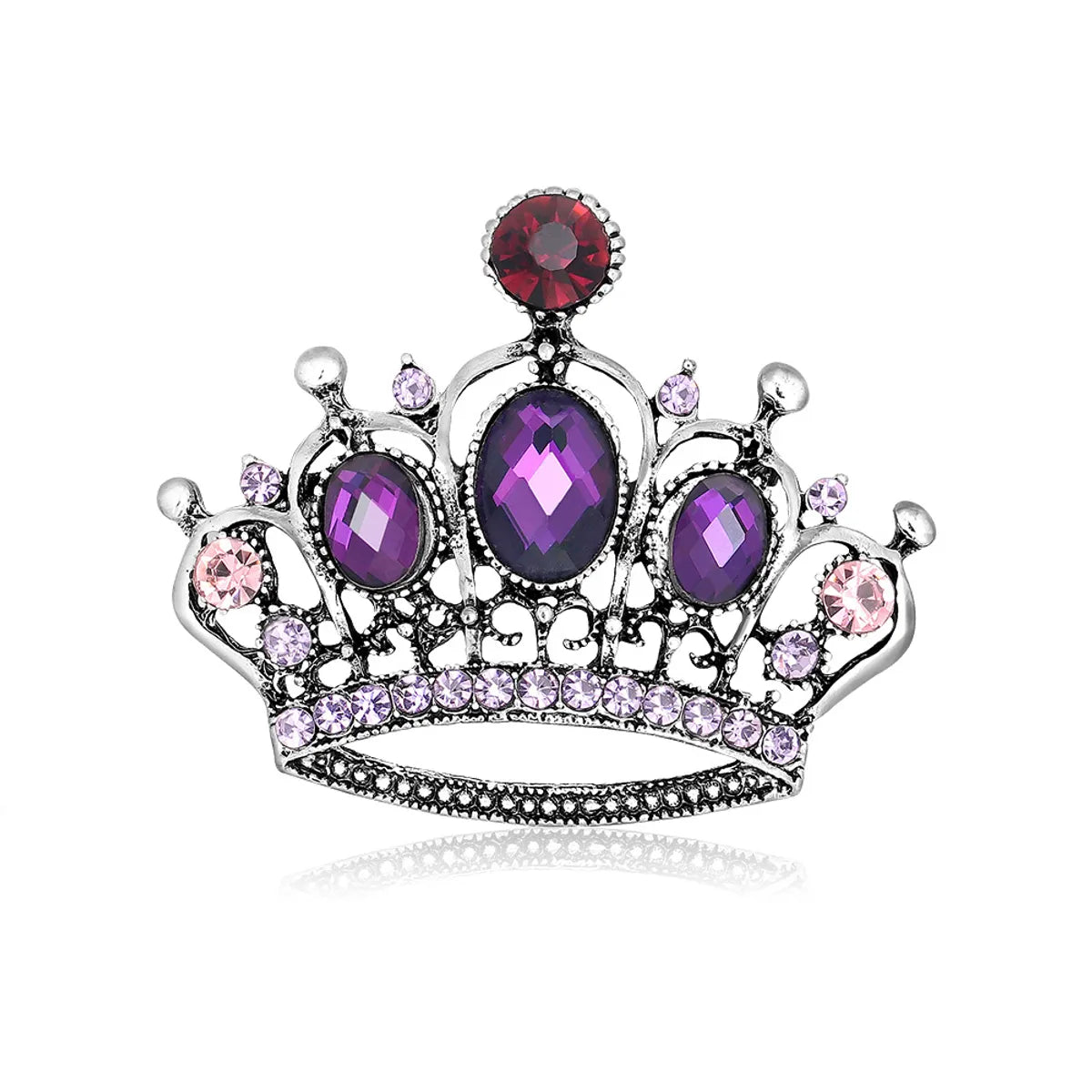 Fashion Crown Alloy Plating Inlay Rhinestones Women'S Brooches