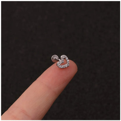 Fashion Crown Flower Stainless Steel Copper Inlay Zircon Lip Stud 1 Piece