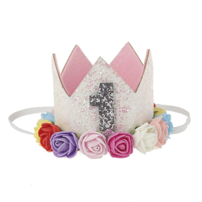 Fashion Crown Plastic Cloth Flower Party Headpieces