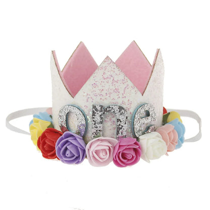 Fashion Crown Plastic Cloth Flower Party Headpieces