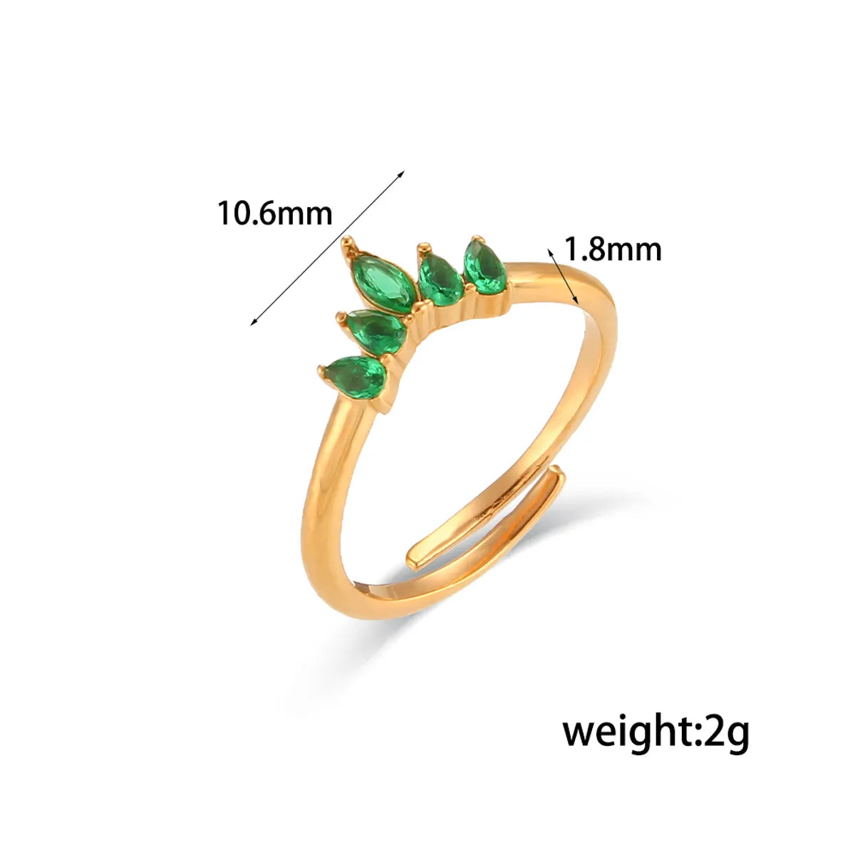 Fashion Crown Stainless Steel Inlay Zircon Open Ring 1 Piece