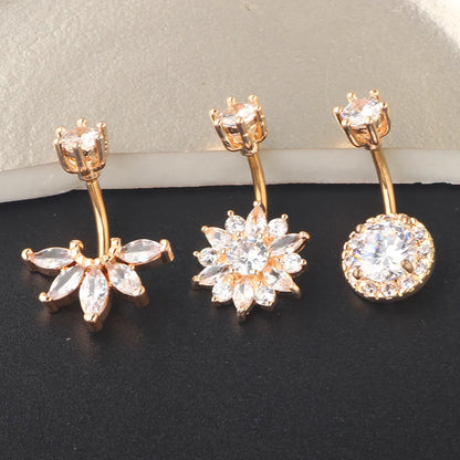 Fashion Crown Stainless Steel Zircon Belly Ring 1 Piece 1 Set