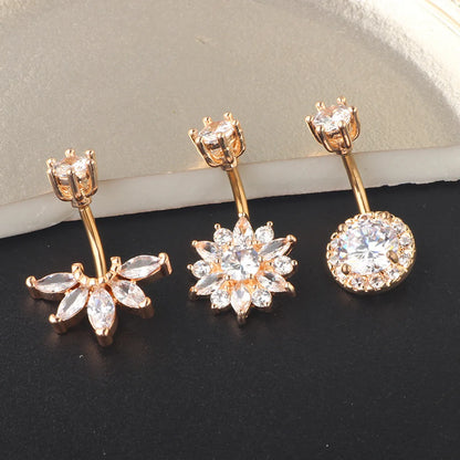 Fashion Crown Stainless Steel Zircon Belly Ring 1 Piece 1 Set