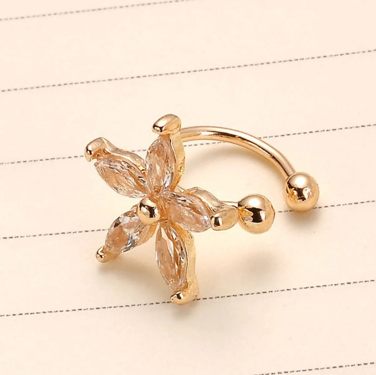 Fashion Crystal Daisy U-Shaped Camellia Ear Clips Single Jewelry Wholesale