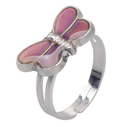 Fashion Cute Butterfly Temperature-Sensing Color Opening Ring