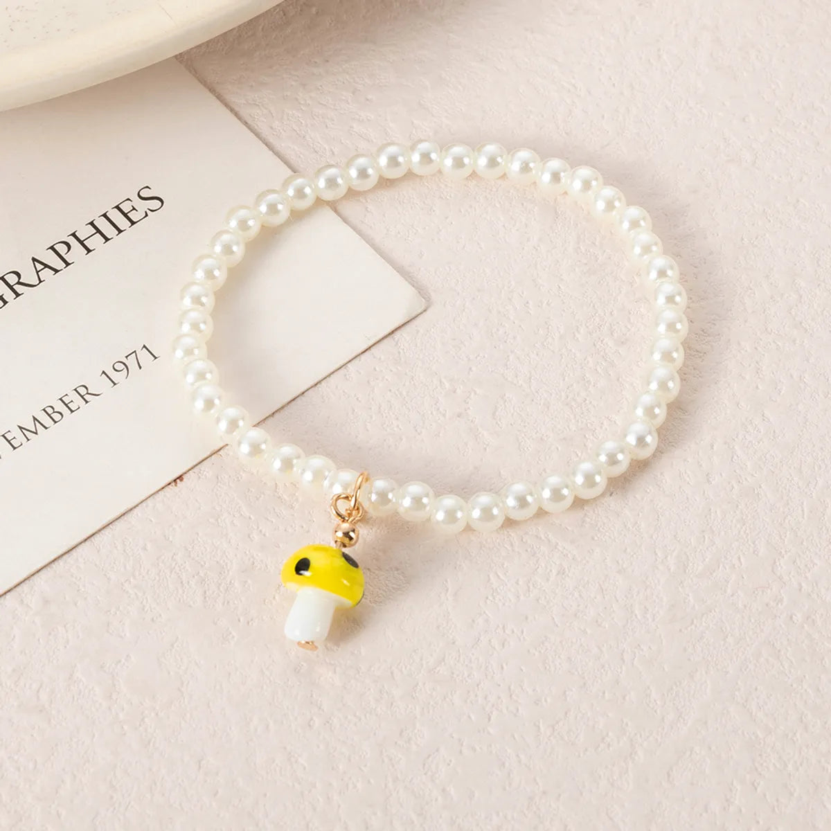 Fashion Cute Colorful Mushroom Pearl Beaded Bracelet Women