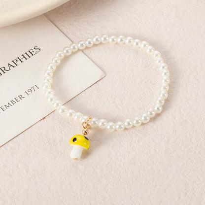 Fashion Cute Colorful Mushroom Pearl Beaded Bracelet Women