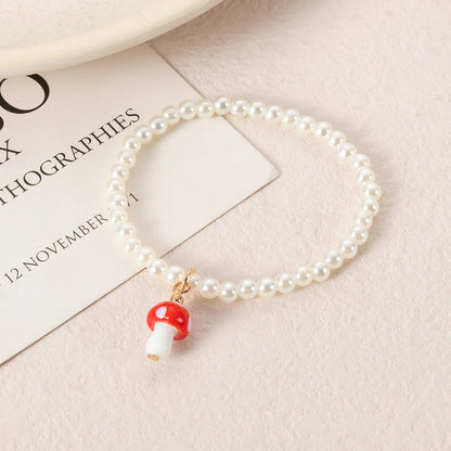 Fashion Cute Colorful Mushroom Pearl Beaded Bracelet Women